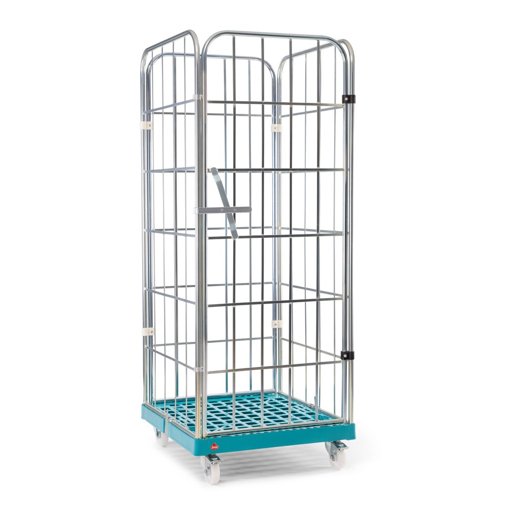 N° de l'image du produit 7 : Ameise® Bac à roulettes, 4 côtés, à mailles grossières, électro-zingué, plateau à roulettes en plastique, HxlxP 1 640 x 724 x 815 mm, avec paroi avant pivotante d'une seule pièce