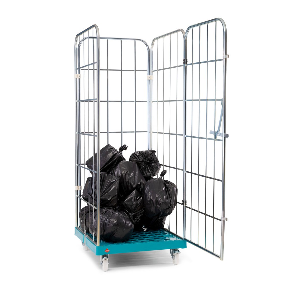 N° de l'image du produit 8 : Ameise® Bac à roulettes, 4 côtés, à mailles grossières, électro-zingué, plateau à roulettes en plastique, HxlxP 1 640 x 724 x 815 mm, avec paroi avant pivotante d'une seule pièce
