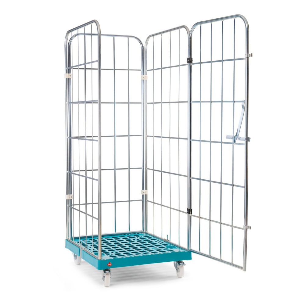 Illustration du produit: Ameise® Bac à roulettes, 4 côtés, à mailles grossières, électro-zingué, plateau à roulettes en plastique, HxlxP 1 640 x 724 x 815 mm, avec paroi avant pivotante d'une seule pièce