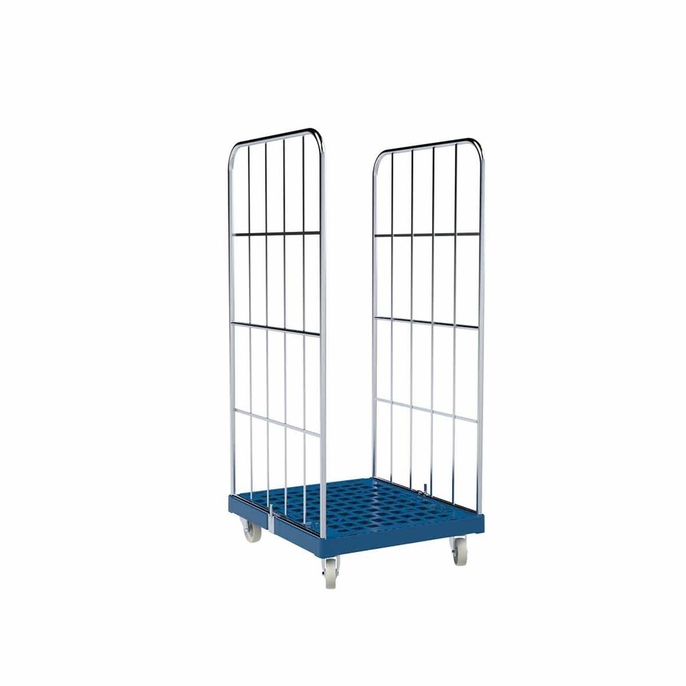 N° de l'image du produit 1 : Bac à roulettes Classic, 2 côtés, à mailles fines, galvanisé bleu, plateau à roulettes en plastique, HxlxP 1 650 x 724 x 815 mm, bleu gentiane