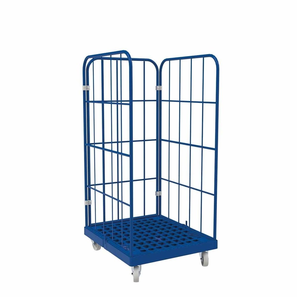 Illustration du produit: Bac à roulettes Classic, 3 côtés, à mailles grossières, revêtu par poudrage, plateau à roulettes en plastique, HxlxP 1 550 x 724 x 815 mm, bleu gentiane