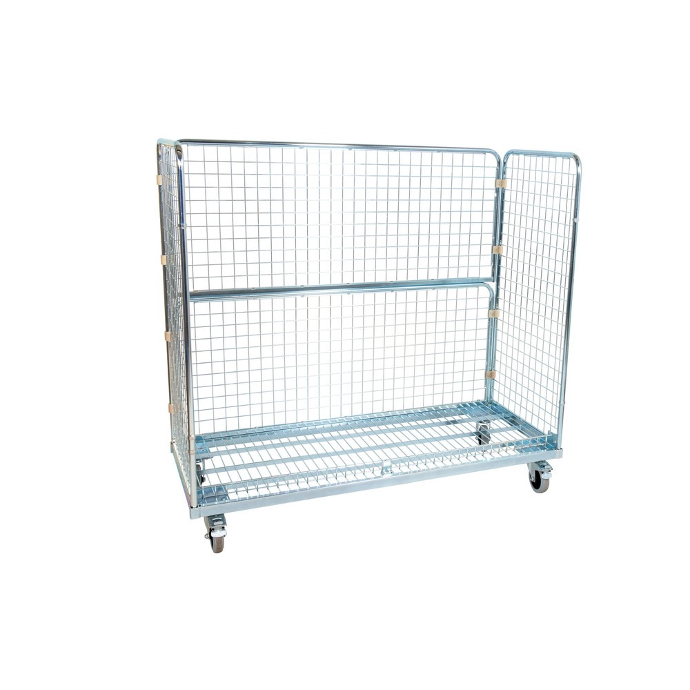 Illustration du produit: Bac à roulettes en métal, 3 côtés, à mailles fines, HxlxP 1 400 x 620 x 1 500 mm
