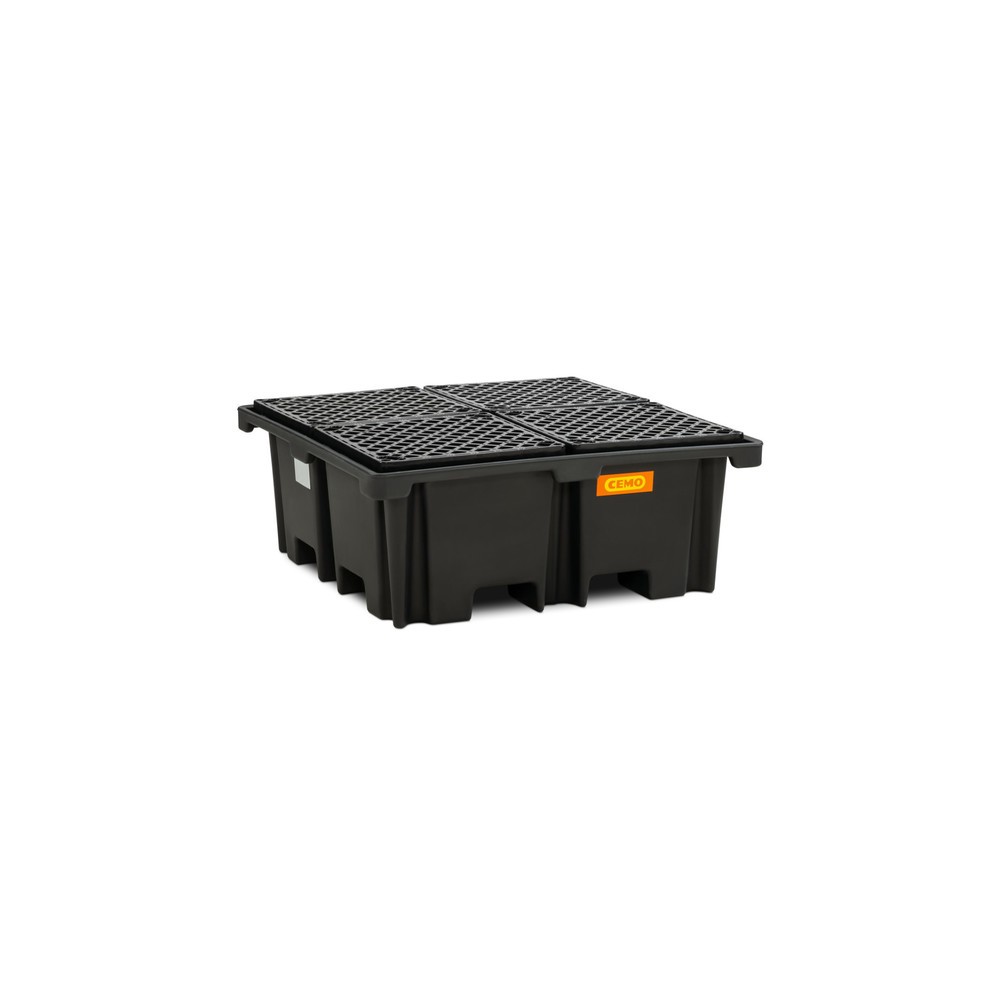 Illustration du produit: Bac collecteur pour palettes CEMO 400/4, pour 1 palette 1 200 x 1 200 mm, contenance 400 l, avec grille en PE