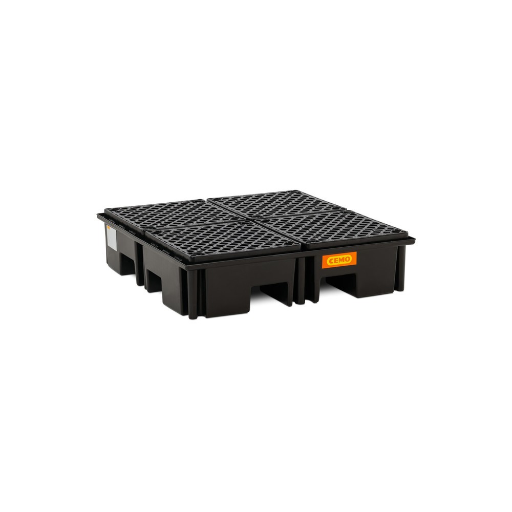Illustration du produit: Bac collecteur pour palettes CEMO 220/4, pour 1 palette 1 200 x 1 200 mm, contenance 220 l, avec grille en PE