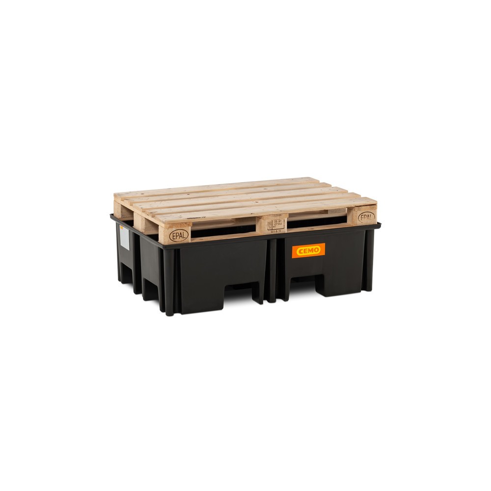 N° de l'image du produit 3 : Bac collecteur pour palettes CEMO 220/2, pour 1 palette 1 200 x 800 mm, contenance 220 l, sans grille