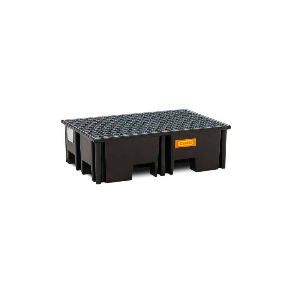 Illustration du produit: Bac collecteur pour palettes CEMO 220/2, pour 1 palette 1 200 x 800 mm, contenance 220 l, avec grille en acier