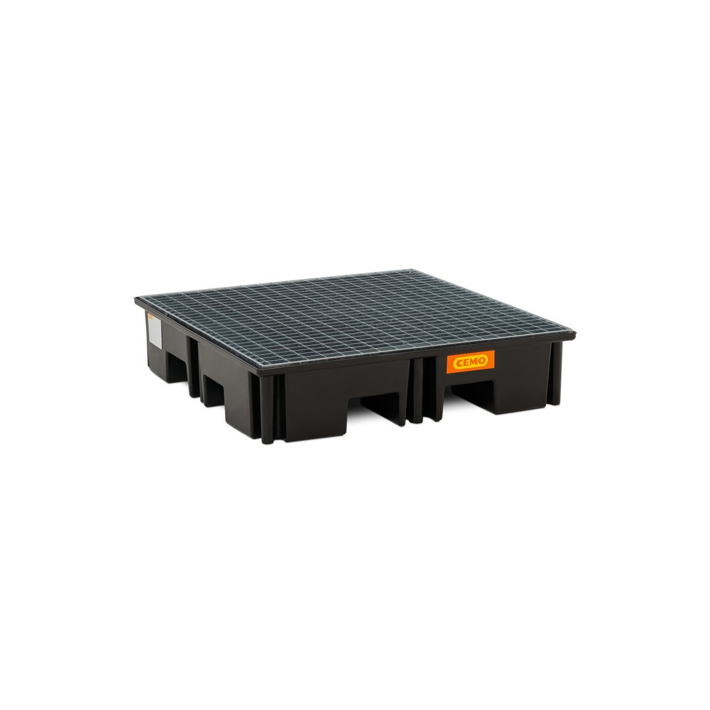 Illustration du produit: Bac collecteur pour palettes CEMO 220/4, pour 1 palette 1 200 x 1 200 mm, contenance 220 l, avec grille en acier