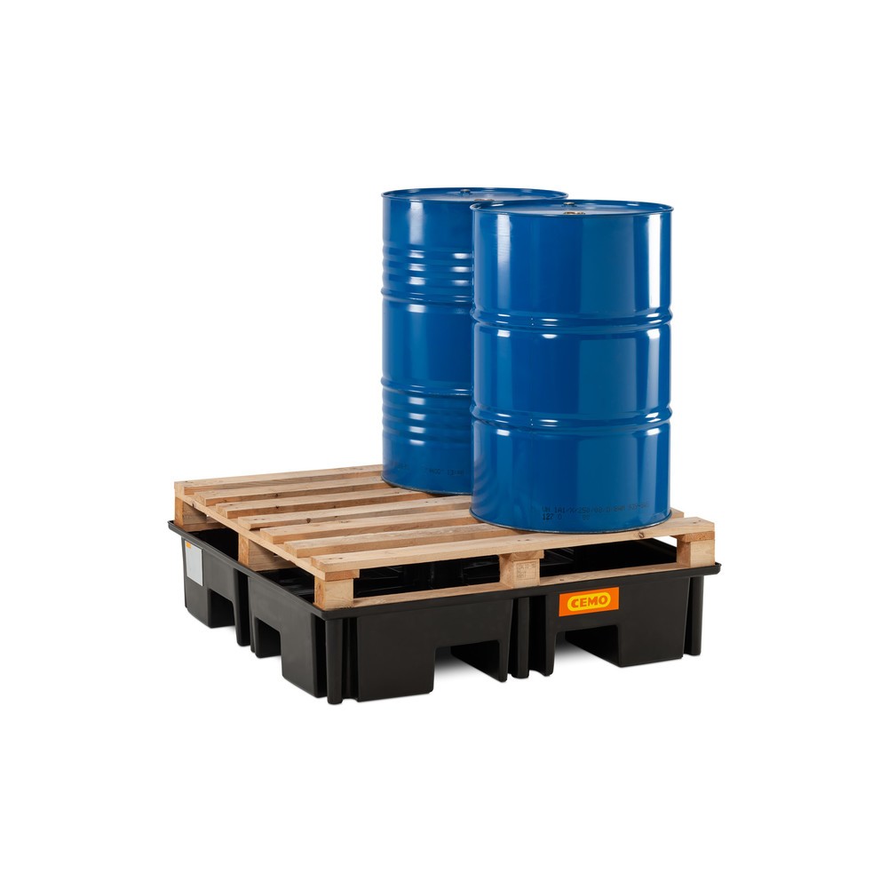N° de l'image du produit 3 : Bac collecteur pour palettes CEMO 220/4, pour 1 palette 1 200 x 1 200 mm, contenance 220 l, sans grille