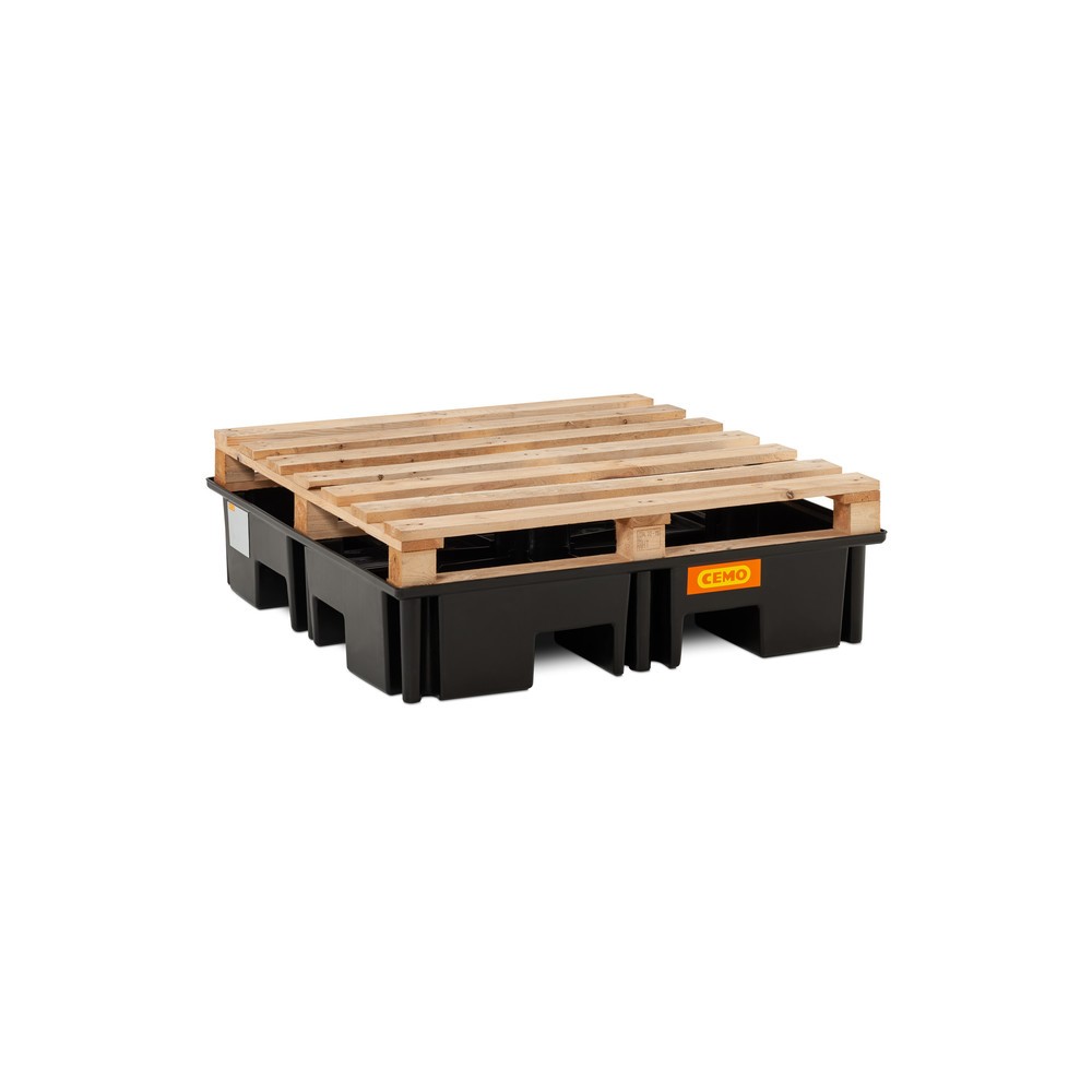 N° de l'image du produit 4 : Bac collecteur pour palettes CEMO 220/4, pour 1 palette 1 200 x 1 200 mm, contenance 220 l, sans grille
