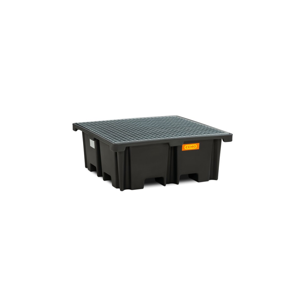 Illustration du produit: Bac collecteur pour palettes CEMO 400/4, pour 1 palette 1 200 x 1 200 mm, contenance 400 l, avec grille en acier