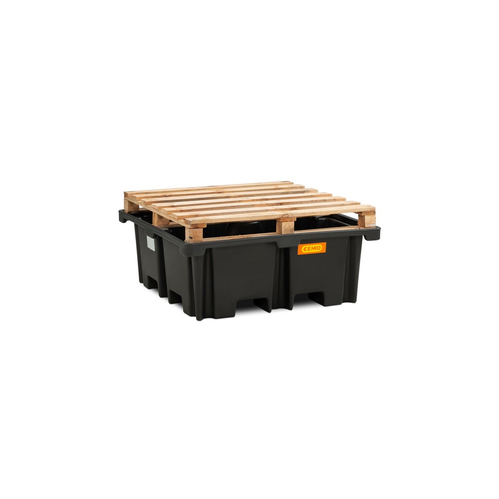 N° de l'image du produit 3 : Bac collecteur pour palettes CEMO 400/4, pour 1 palette 1 200 x 1 200 mm, contenance 400 l, sans grille