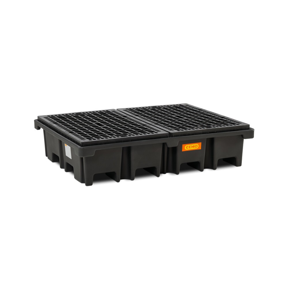 Illustration du produit: Bac collecteur pour palettes CEMO 425/4, pour 2 palettes 1 200 x 800 mm transversal, contenance 425 l, avec grille en PE