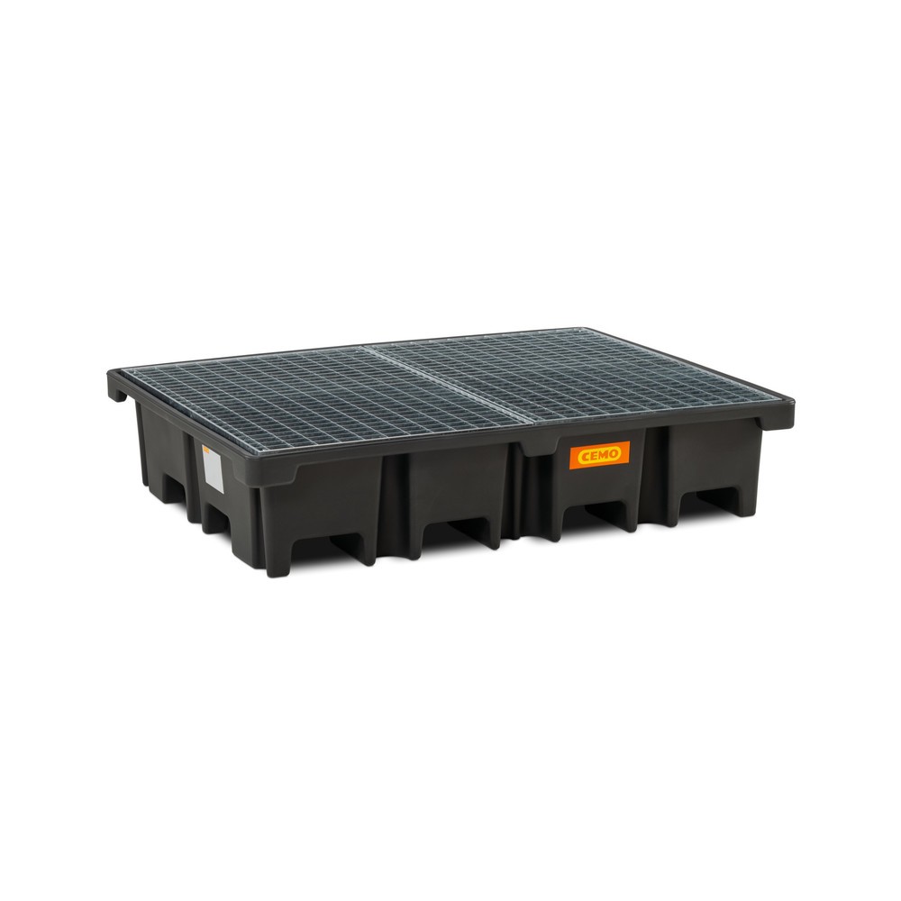 Illustration du produit: Bac collecteur pour palettes CEMO 425/4, pour 2 palettes 1 200 x 800 mm transversal, contenance 425 l, avec grille en acier