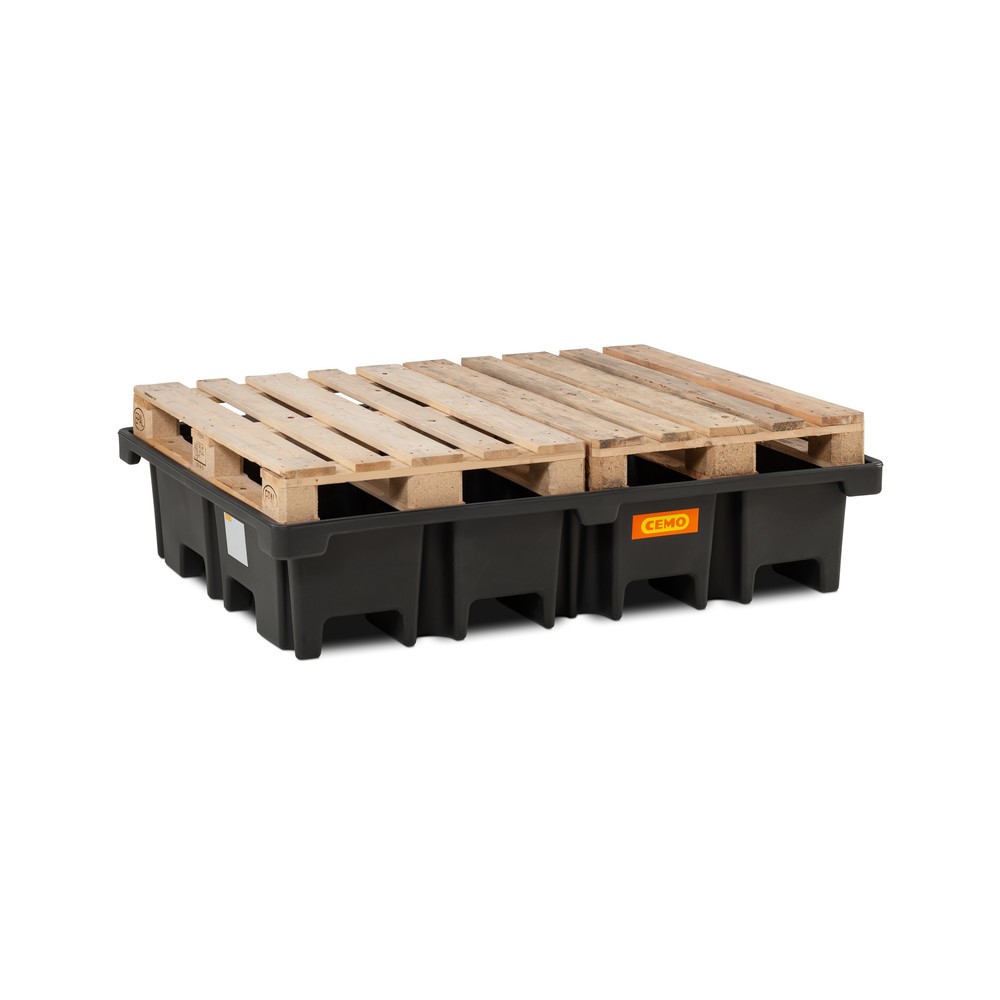 N° de l'image du produit 4 : Bac collecteur pour palettes CEMO 425/4, pour 2 palettes 1 200 x 800 mm transversal, contenance 425 l, sans grille