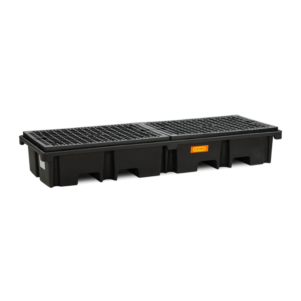 Illustration du produit: Bac collecteur pour palettes CEMO 425/4e, pour 2 palettes 1 200 x 800 mm en longueur, contenance 425 l, avec grille en PE