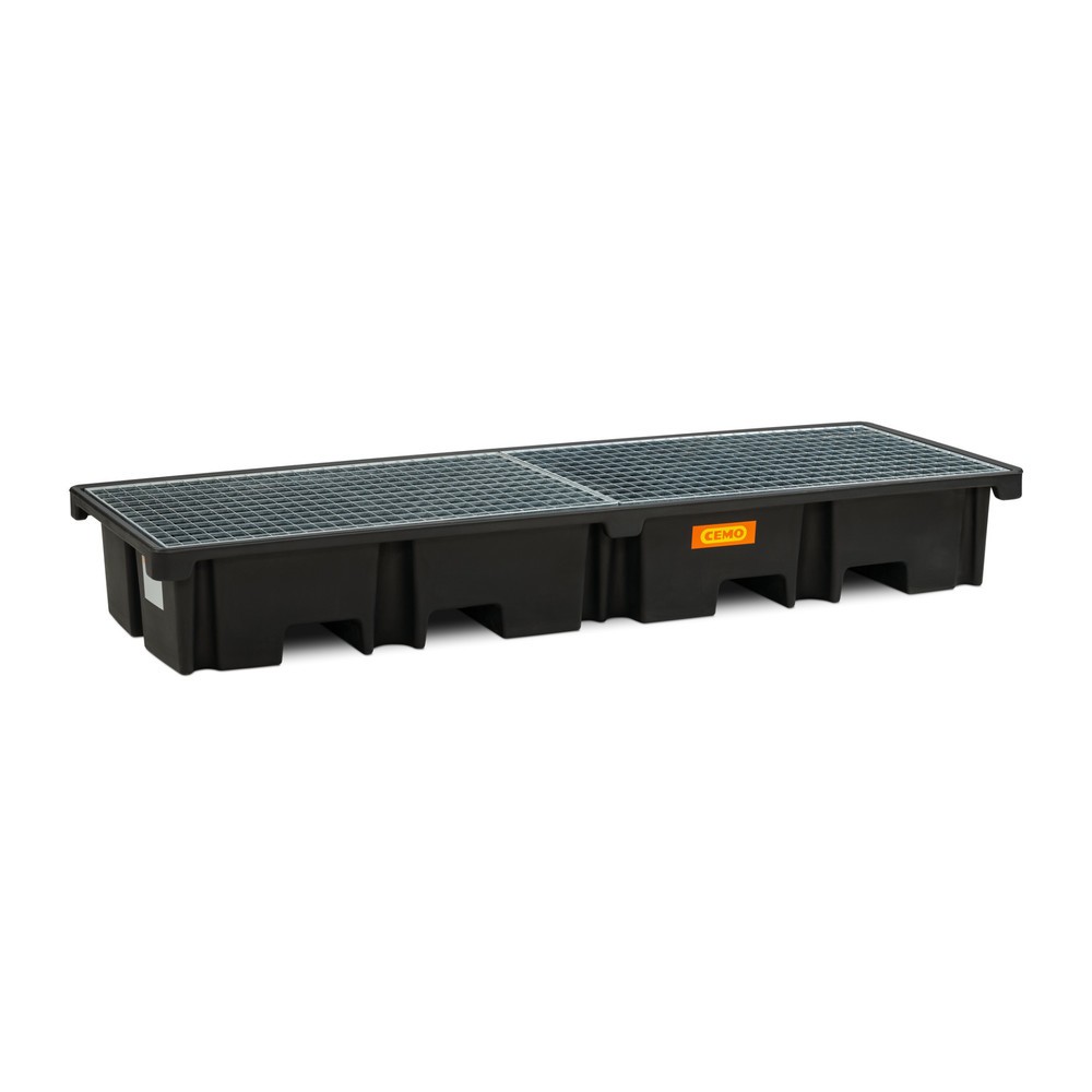 Illustration du produit: Bac collecteur pour palettes CEMO 425/4e, pour 2 palettes 1 200 x 800 mm en longueur, contenance 425 l, avec grille en acier