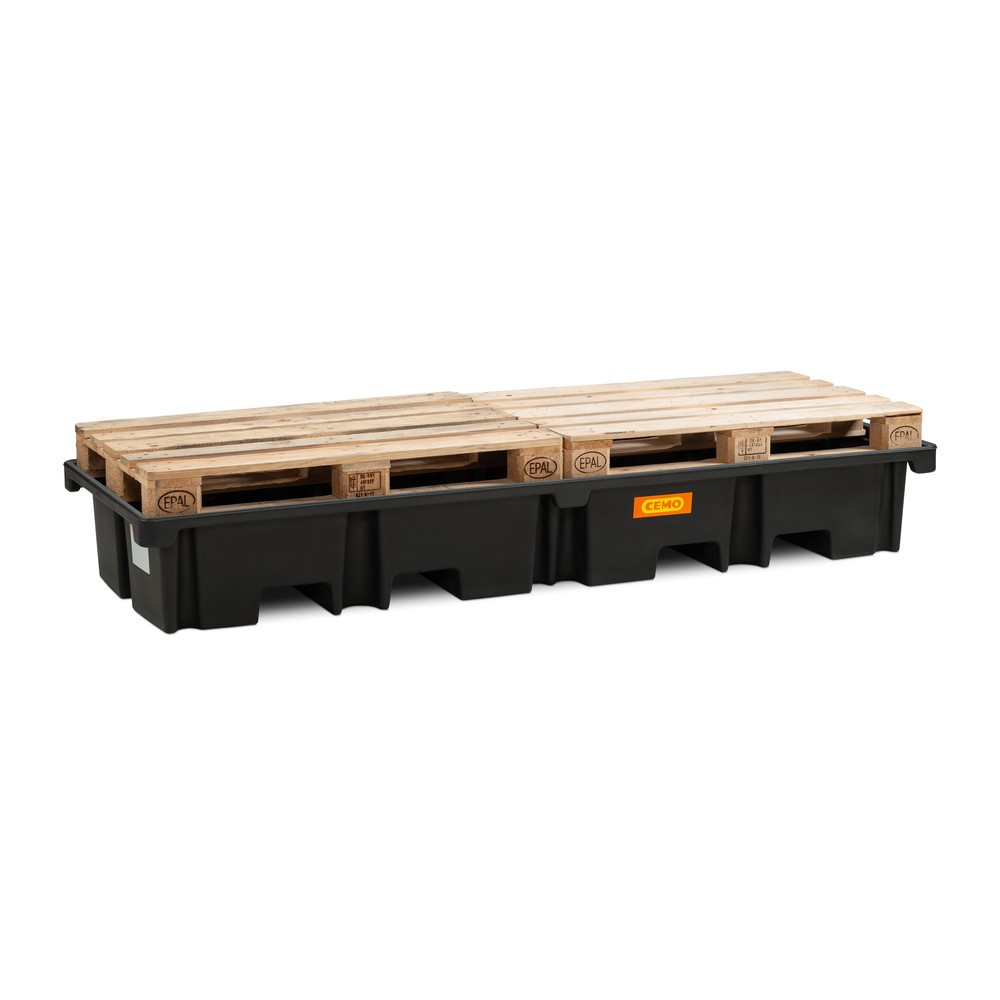 N° de l'image du produit 4 : Bac collecteur pour palettes CEMO 425/4e, pour 2 palettes 1 200 x 800 mm en longueur, contenance 425 l, sans grille