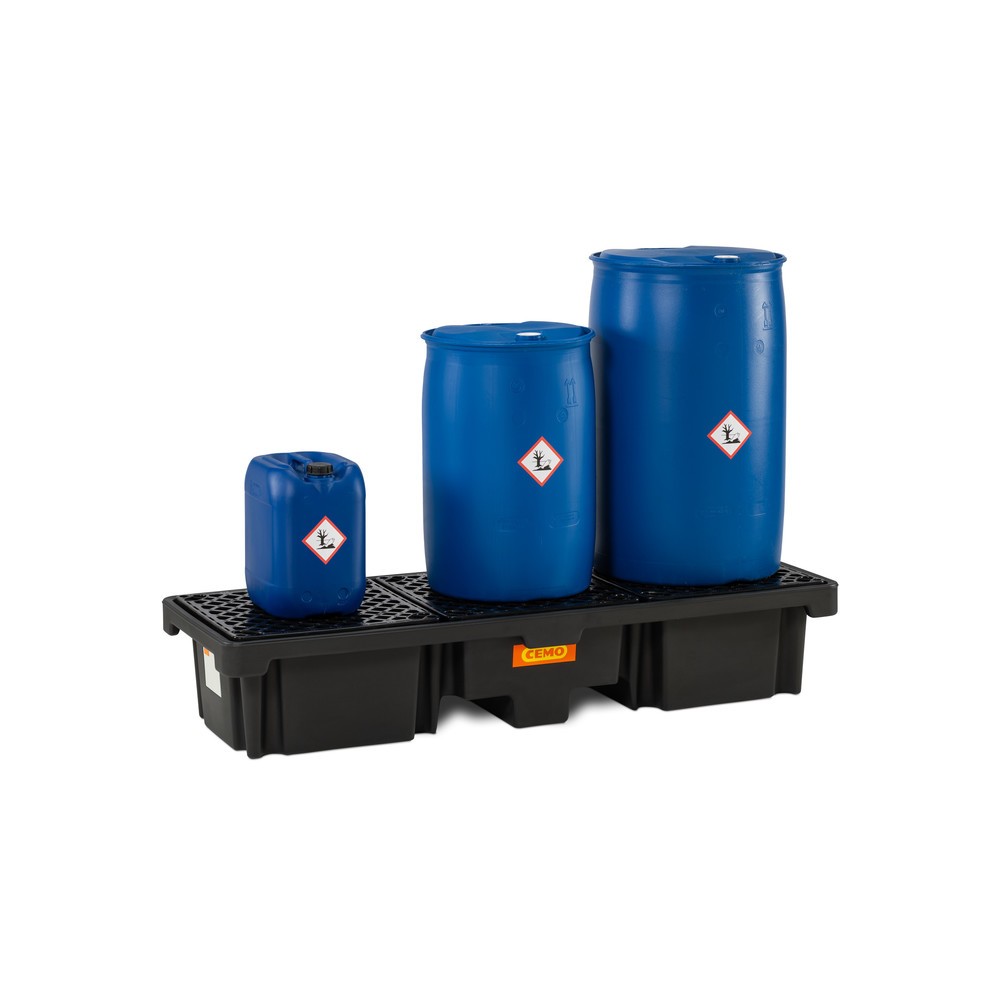 N° de l'image du produit 3 : Bac de récupération de fûts CEMO 230/3, 3x 200 l, contenance 215 l