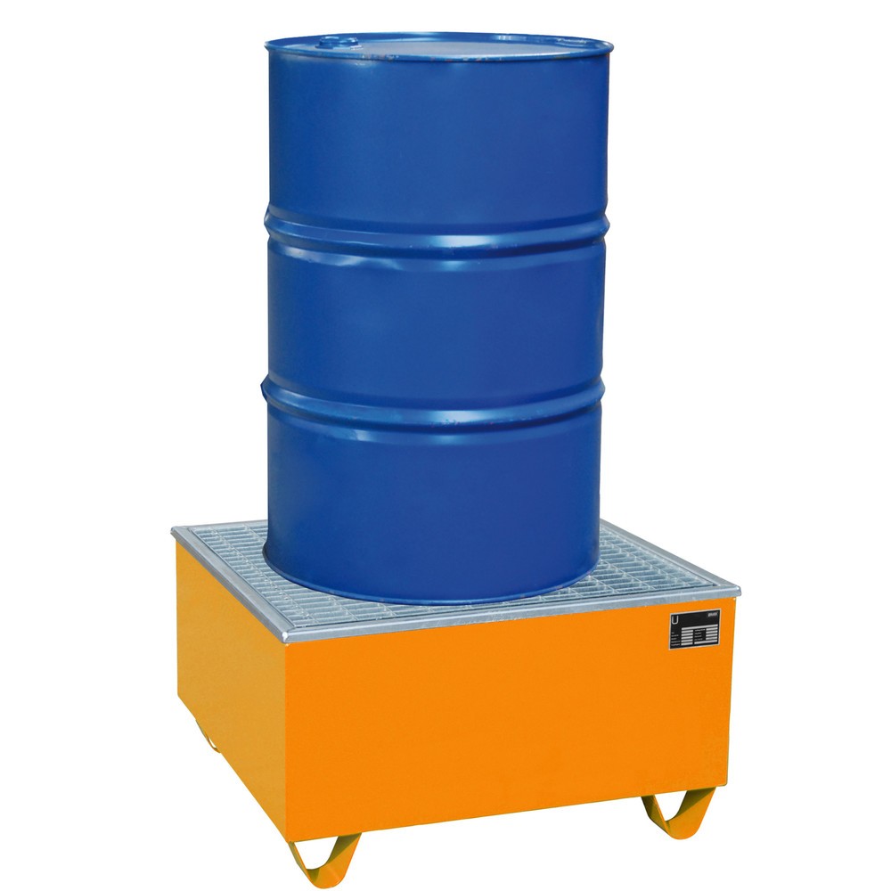 N° de l'image du produit 2 : Bauer® bac de rétention en acier AW-1/polyéthylène (PE), peint, jaune-orange