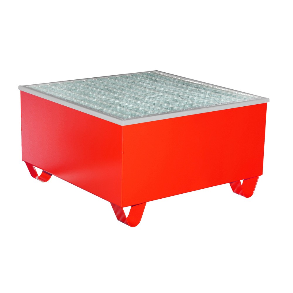 N° de l'image du produit 1 : Bauer® bac de rétention en acier AW-1/polyéthylène (PE), peint, rouge feu