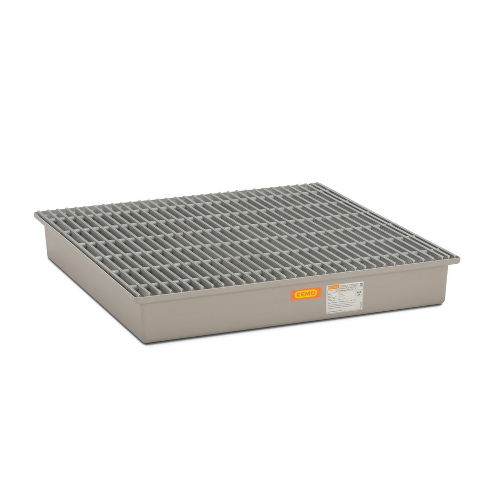 Illustration du produit: Bac de rétention CEMO en PRV, HxlxP 200 x 1.280 x 1 280 mm, caillebotis grille en PRV