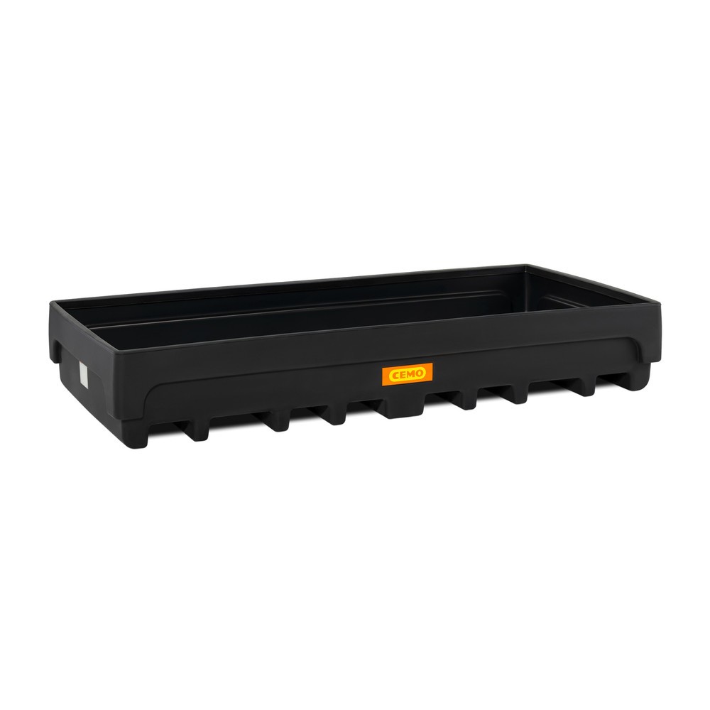 Illustration du produit: Bac de rétention pour rayonnage en PE CEMO 27/1100, pour compartiment 2 700 x 1 100 mm, volume 1 100 l, pour 3 palettes