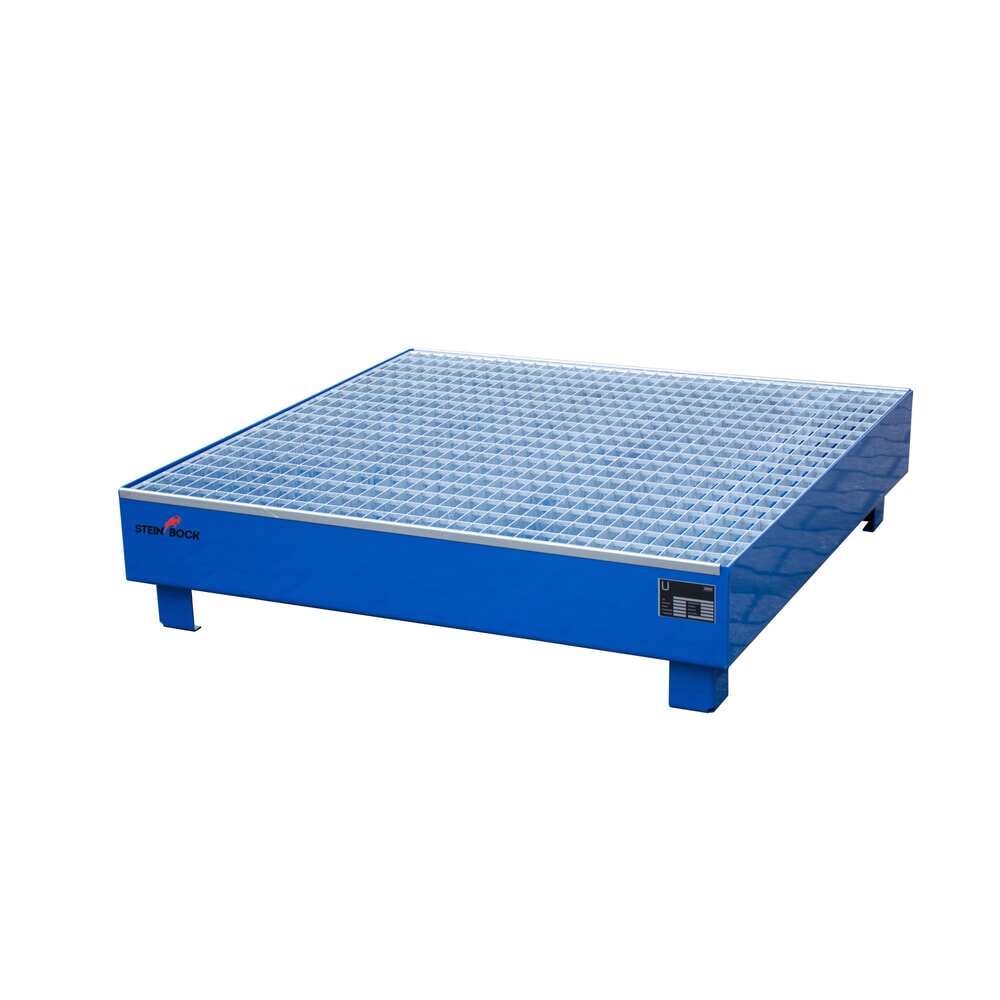 Illustration du produit: Steinbock® bac de rétention , 4 x 200 l, H x l x P 285 x 1 200 x 1 200 mm, grille incluse, bleu