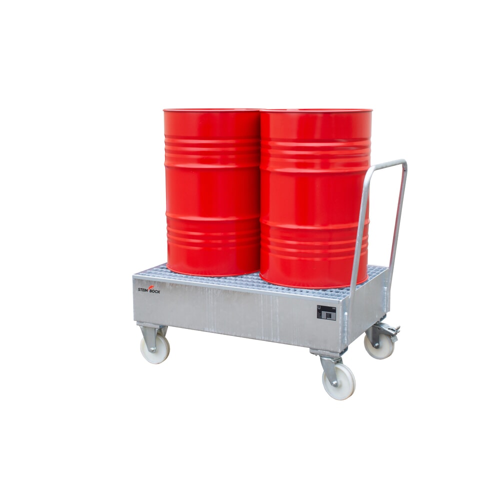 N° de l'image du produit 5 : Steinbock® bac de rétention en acier pour fûts de 200 litres, mobile, galvanisé à chaud