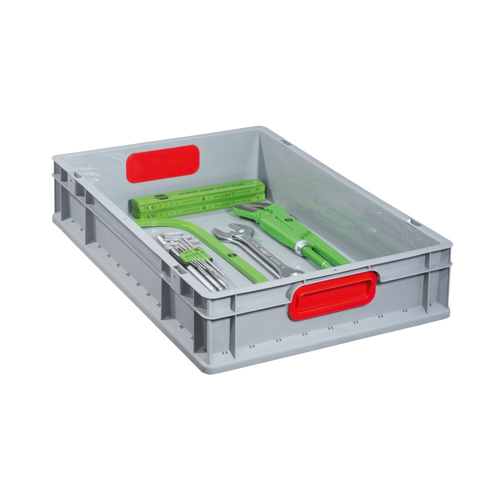 N° de l'image du produit 3 : Allit Eurobox, avec poignées encastrées rouges, haut. x larg. x prof. 120 x 600 x 400 mm, 23 litres