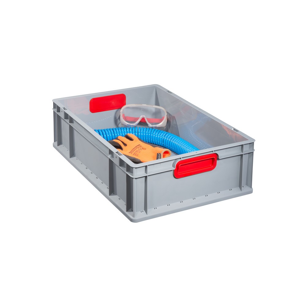 N° de l'image du produit 3 : Allit Eurobox, avec poignées encastrées rouges, haut. x larg. x prof. 170 x 600 x 400 mm, 34 litres