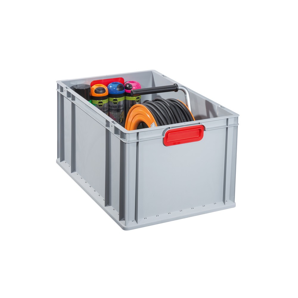 N° de l'image du produit 3 : Allit Eurobox, avec poignées encastrées rouges, haut. × larg. × prof. 320 × 600 × 400 mm, 65 litres