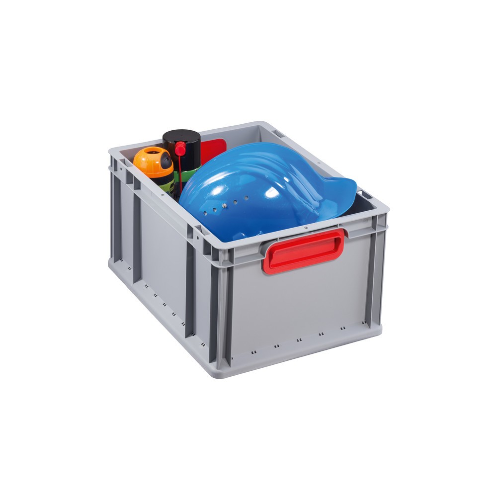 N° de l'image du produit 3 : Allit Eurobox, avec poignées encastrées rouges, haut. x larg. x prof. 220 x 400 x 300 mm, 20 litres