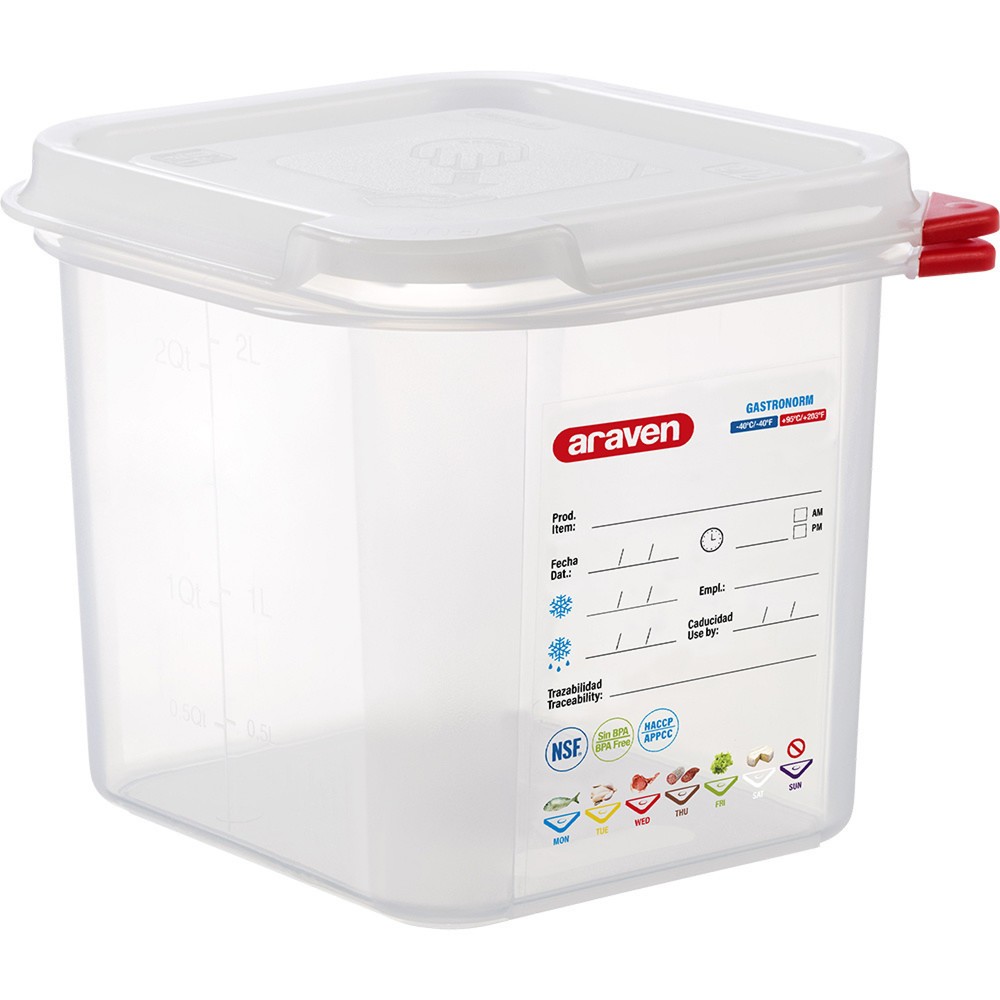 N° de l'image du produit 1 : Bac Gastronorm Stalgast ARAVEN avec couvercle, polypropylène, GN 1/6 (150 mm)