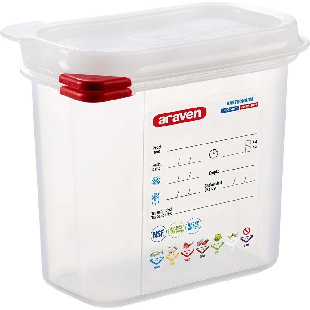 N° de l'image du produit 1 : Bac Gastronorm Stalgast ARAVEN avec couvercle, polypropylène, GN 1/9 (150 mm)