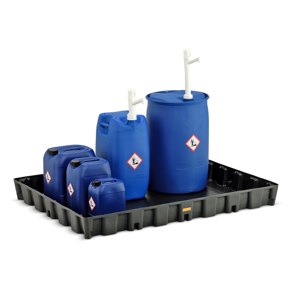 N° de l'image du produit 2 : Bac labo modulaire CEMO en PE pour le stockage de petits contenants, volume de rétention 250 l