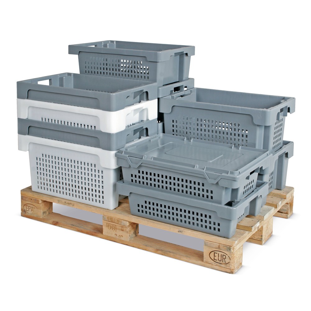 N° de l'image du produit 1 : Eurobox, parois et tablette perforées, 32 litres, blanc