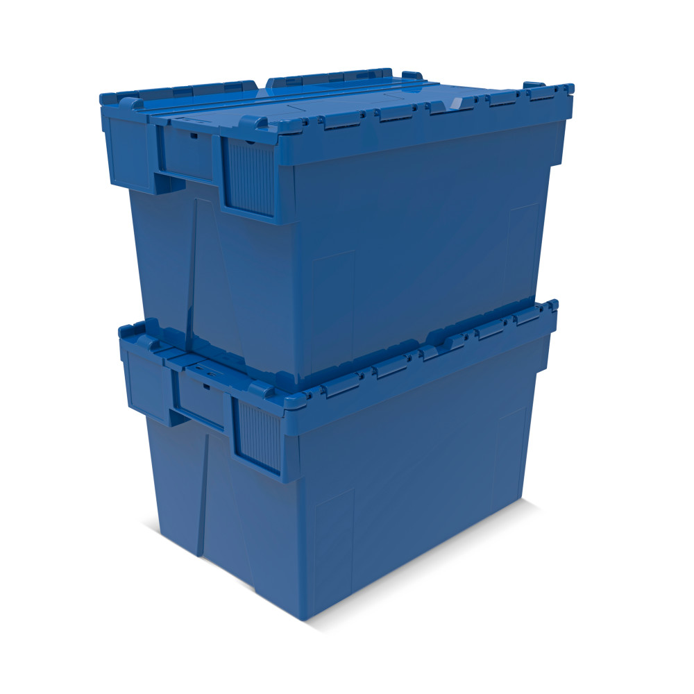N° de l'image du produit 6 : Alpha Eurobox en PP avec couvercle basculant et rabattable, bleu, 65 litres, haut. x larg. x prof. 365 x 600 x 400 mm