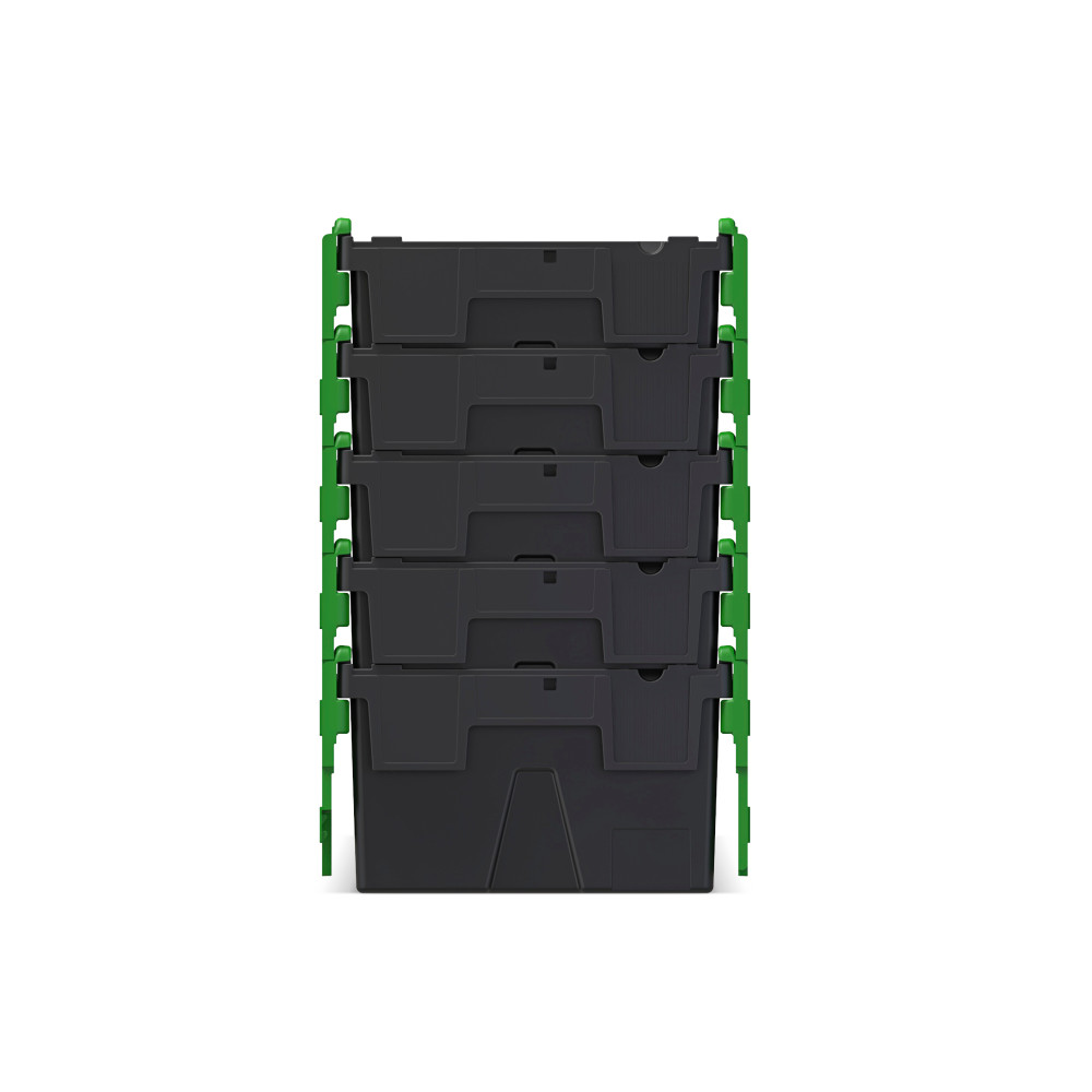 N° de l'image du produit 7 : Alpha Eurobox en regranulés de PP avec couvercle basculant et rabattable, noir/vert, 40 litres, haut. x larg. x prof. 250 x 600 x 400 mm
