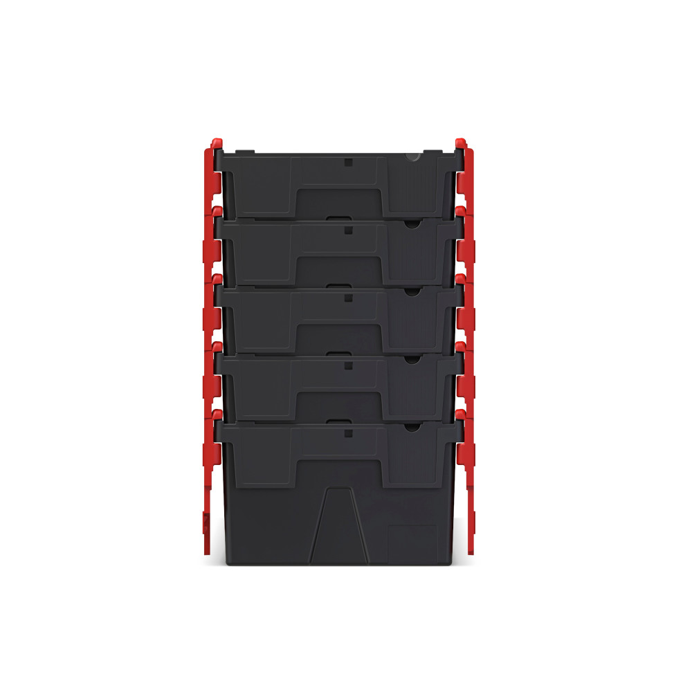 N° de l'image du produit 9 : Alpha Eurobox en regranulés de PP avec couvercle basculant et rabattable, noir/rouge, 56 litres, haut. x larg. x prof. 310 x 600 x 400 mm