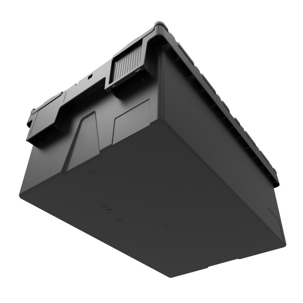 N° de l'image du produit 2 : Alpha Eurobox en regranulés de PP avec couvercle basculant et rabattable, noir, 40 litres, haut. x larg. x prof. 250 x 600 x 400 mm