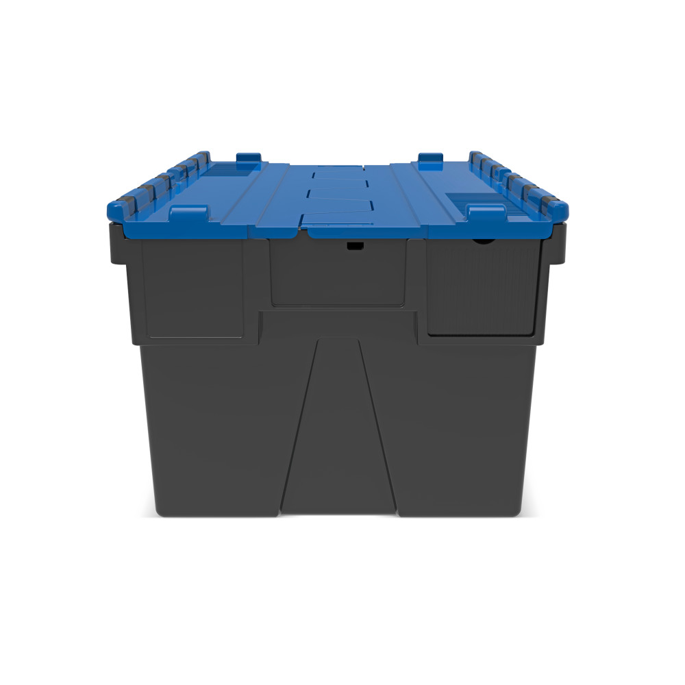 N° de l'image du produit 5 : Alpha Eurobox en regranulés de PP avec couvercle basculant et rabattable, noir/bleu, 56 litres, HxLxP 310 x 600 x 400 mm