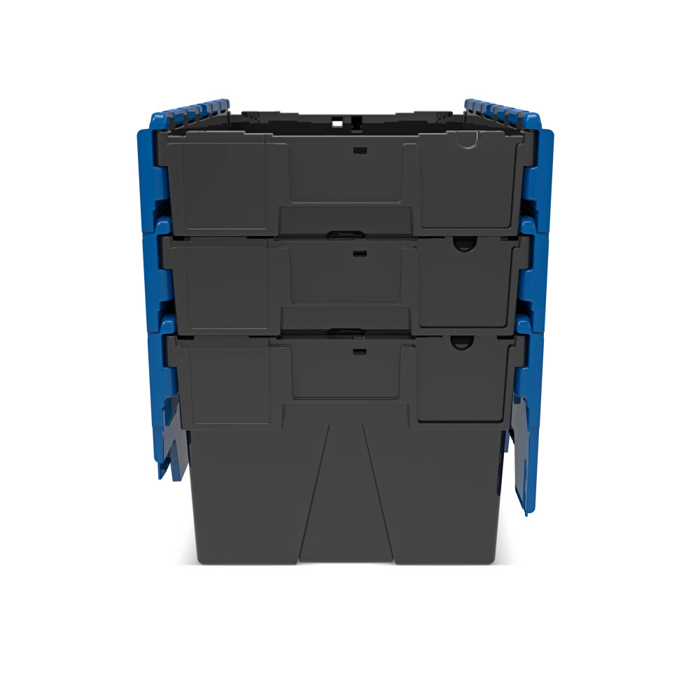 N° de l'image du produit 9 : Alpha Eurobox en regranulés de PP avec couvercle basculant et rabattable, noir/bleu, 56 litres, HxLxP 310 x 600 x 400 mm