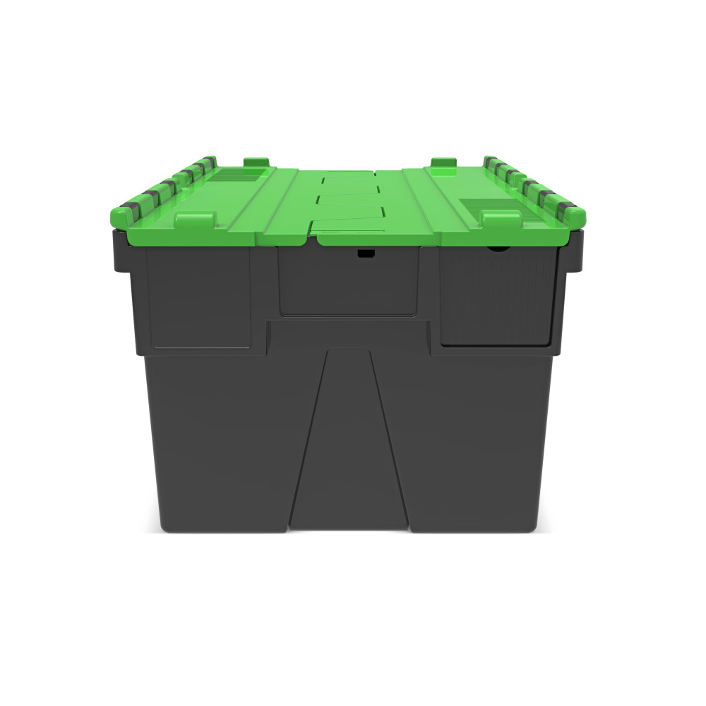 N° de l'image du produit 5 : Alpha Eurobox en regranulés de PP avec couvercle basculant et rabattable, noir/vert, 56 litres, haut. x larg. x prof. 310 x 600 x 400 mm