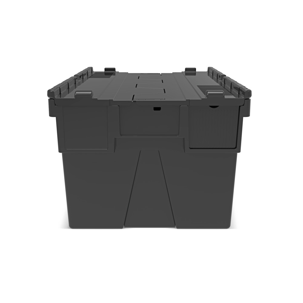 N° de l'image du produit 5 : Alpha Eurobox en regranulés de PP avec couvercle basculant et rabattable, noir, 56 litres, haut. x larg. x prof. 310 x 600 x 400 mm
