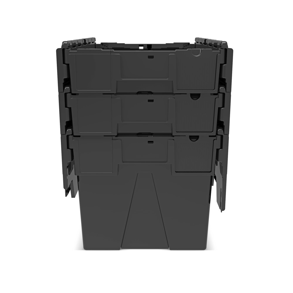 N° de l'image du produit 9 : Alpha Eurobox en regranulés de PP avec couvercle basculant et rabattable, noir, 65 litres, haut. x larg. x prof. 365 x 600 x 400 mm