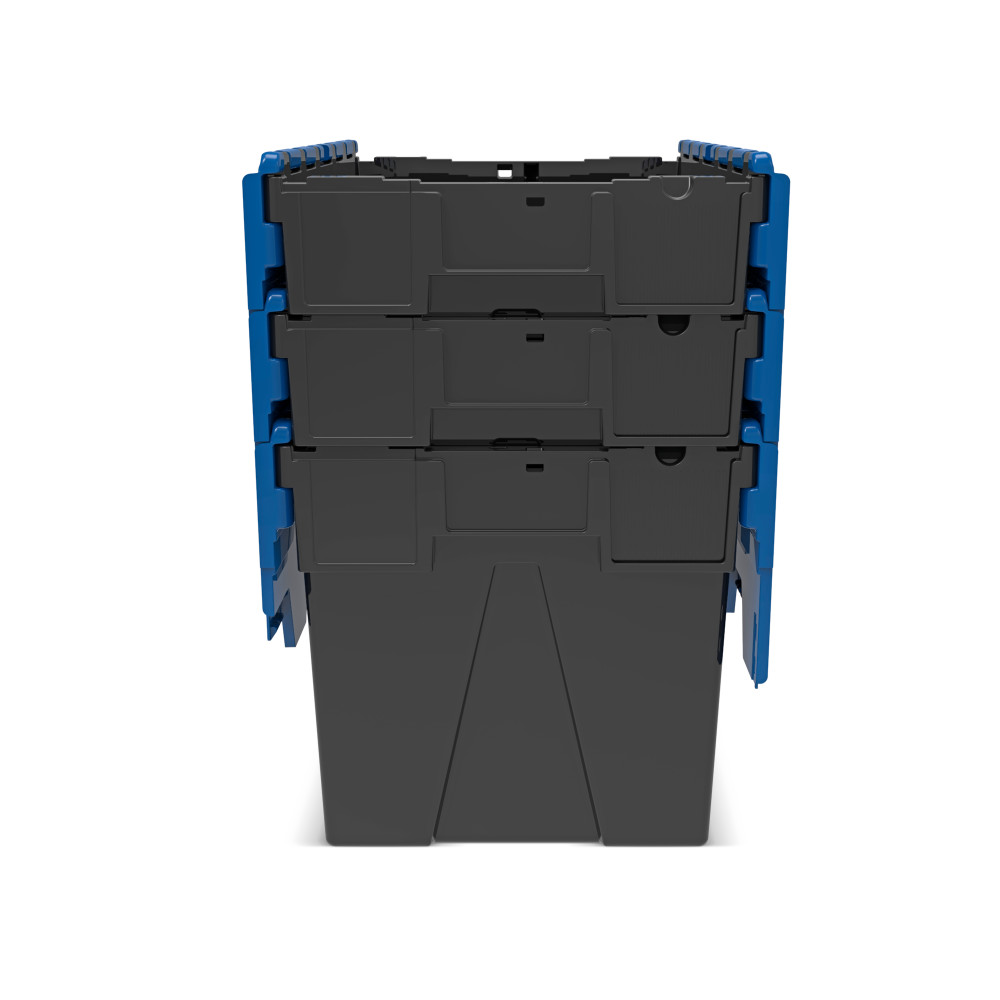 N° de l'image du produit 9 : Alpha Eurobox en regranulés de PP avec couvercle basculant et rabattable, noir/bleu, 77 litres, haut. x larg. x prof. 400 x 600 x 400 mm