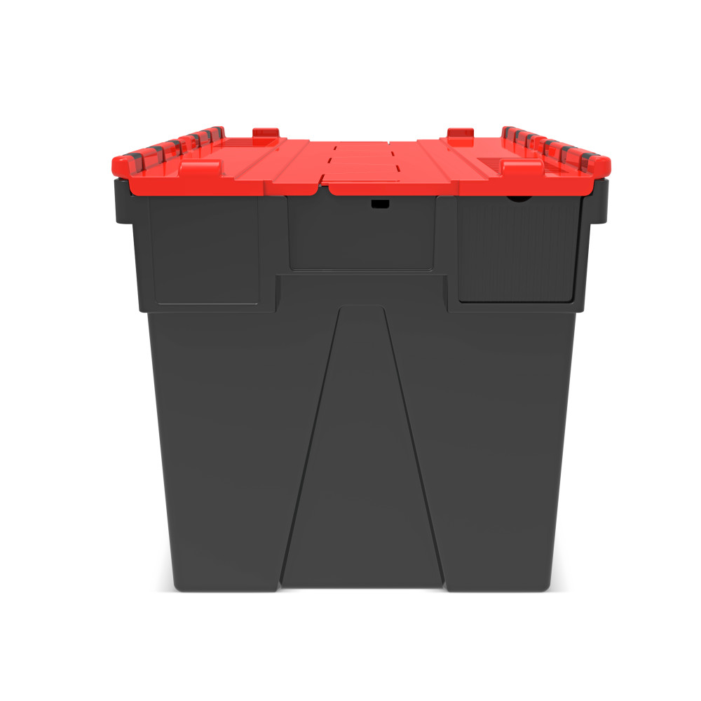 N° de l'image du produit 5 : Alpha Eurobox en regranulés de PP avec couvercle basculant et rabattable, noir/rouge, 77 litres, haut. x larg. x prof. 400 x 600 x 400 mm