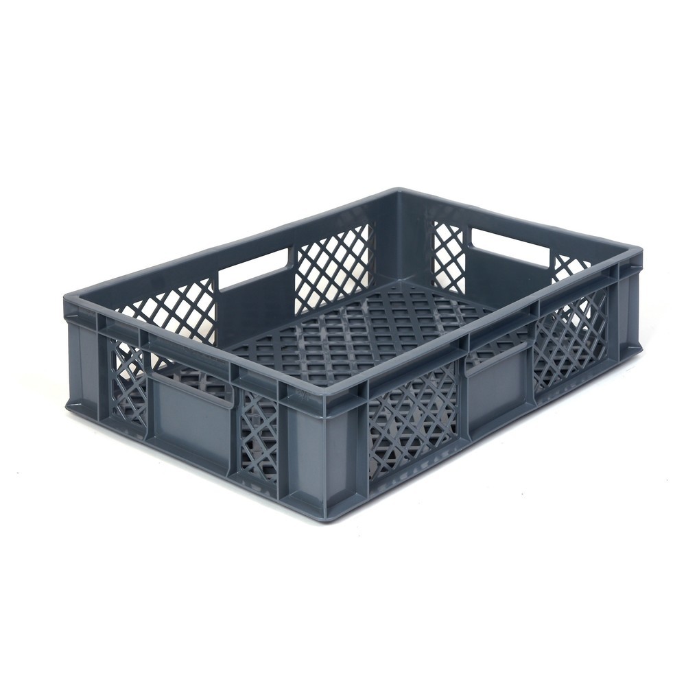 Produktabbildung: Alpha Eurobox aus PE, Bäckerkiste mit durchbrochenen Wänden, HxBxT 150 x 400 x 600 mm, grau