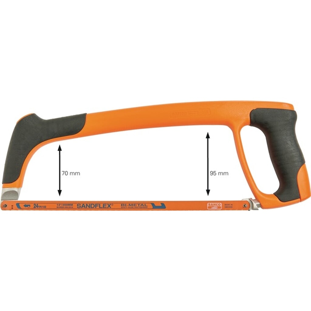 BAHCO Metallsägebogen 319 Blatt-L.300mm 24 Z./Zoll D-Komfortgriff Produktabbildung: BAHCO Metallsägebogen 319 Blatt-L.300mm 24 Z./Zoll D-Komfortgriff