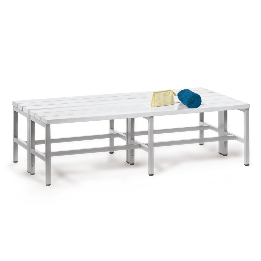 Illustration du produit: Banc pour vestiaire PAVOY, bilatéral, longueur 1 000 mm, avec porte-chaussure, bleu gentiane